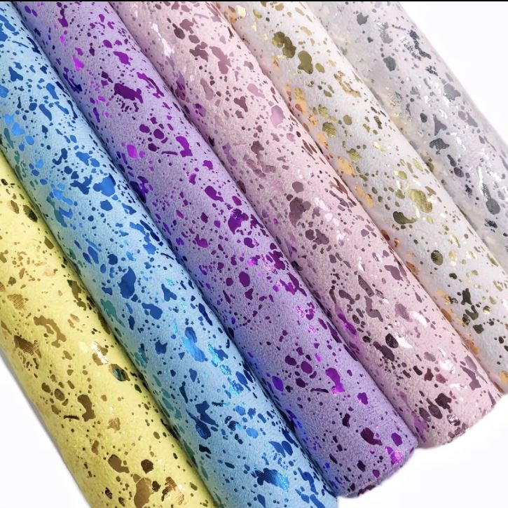 Metal Irregular Spots Pattern Foil Print Polyester Suede Velvet Fabric